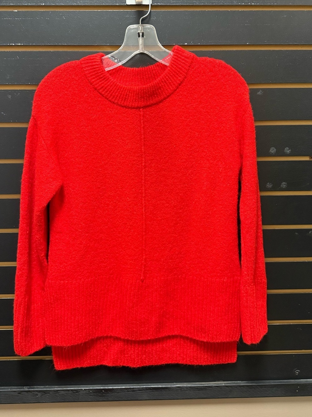 For The Republic Red Oversized Sweater XS Cozy Ribbed Hem Pullover